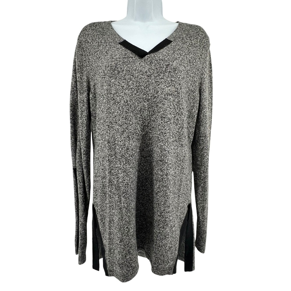 Smartwool V-Neck Tunic‎ Sweater Womens Medium Gray Merino Wool Blend Athleisure